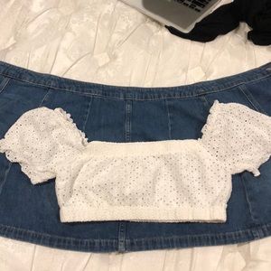 White lace crop top